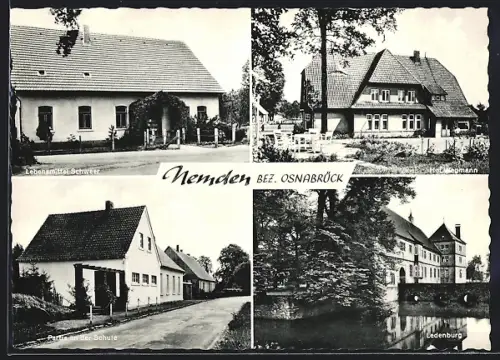 AK Nemden /Osnabrück, Lebensmittel Schweer, Ledenburg, Postamt an der Schule