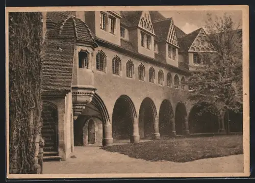 AK Halle /Saale, Innenhof mit Baum