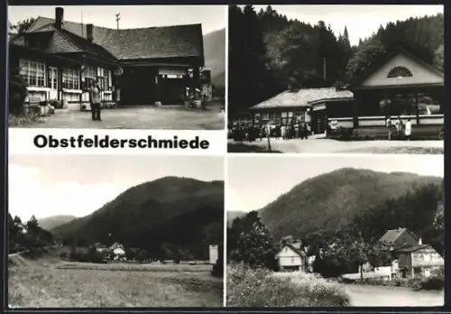 AK Obstfelderschmiede /Neuhaus, Bahnhof, Blick zum Steinberg