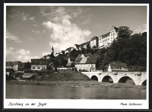 AK Kirchberg an der Jagst, Flusspartie mit Brücke