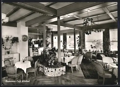AK Wildbad /Schwarzwald, Panorama-Café Wildbad, Innenansicht