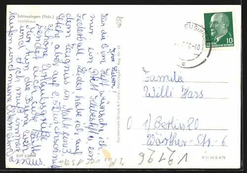 AK Schleusingen /Thür., Partie am Gasthaus Waldhaus