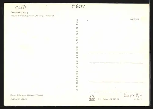 AK Oberhof /Thür., FDGB-Erholungsheim Georgi Dimitroff im Schnee