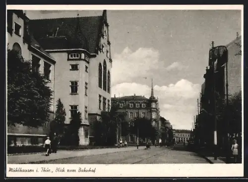 AK Mühlhausen i. Thür., Blick zum Bahnhof