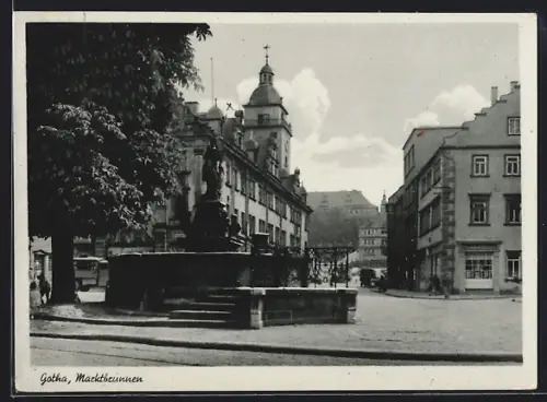 AK Gotha, Blick auf den Marktbrunnen