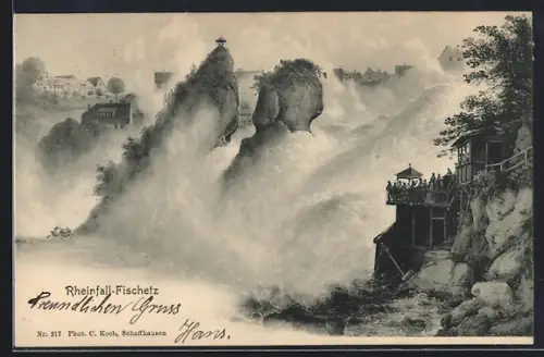 AK Fischetz, Rheinfall mit Aussichtsplattform