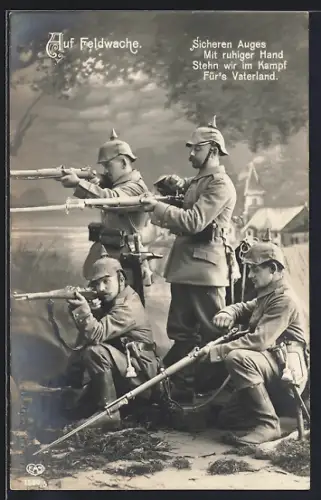 Foto-AK EAS Nr. 1559/5: Soldaten mit Gewehren auf Feldwache