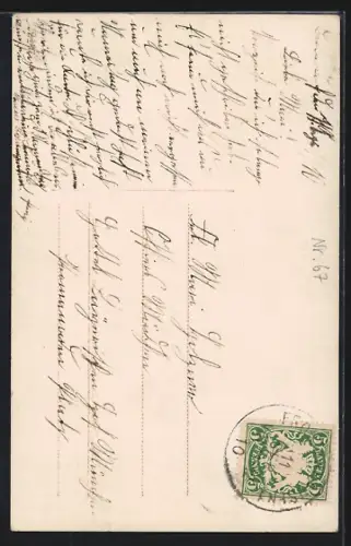 Foto-AK EAS Nr. 1: Mädchen mit Kuvert und Rosen, Glückwunsch zum Namenstag