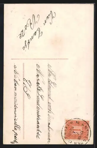 Foto-AK EAS Nr. 8445/4: Zwei Mädchen mit Geldsäcken, Neujahrsgruss