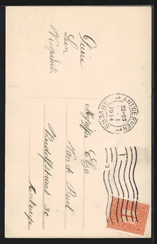 Foto-AK EAS Nr. 9489/5: Kleiner Junge mit Geldsäcken, Neujahrsgruss