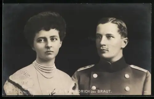 AK Prinz Eitel Friedrich von Preussen mit Braut Sophie Charlotte