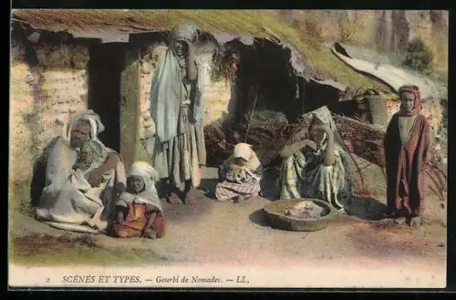 AK Gourbi de Nomades, Scènes et Types, arabische Volkstypen