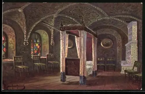 Künstler-AK Moskau, Schlafzimmer des Zaren Alexis Michaelowitsch