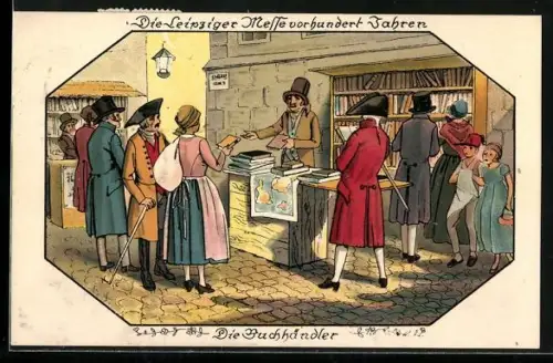 AK Die Leipziger Messe vor hundert Jahren, Die Buchhändler