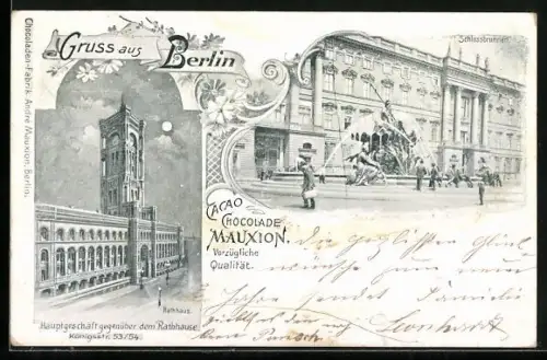 AK Berlin, Rathaus und Schlossbrunnen