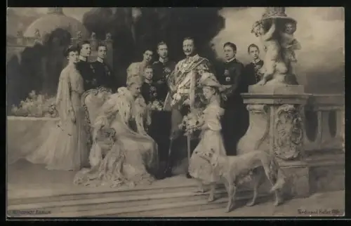 AK Kaiser Wilhelm II. im Kreise seiner Familie