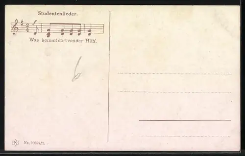 Künstler-AK Zechende Studenten vor einem Gasthaus nehmen eine Kutsche in Empfang