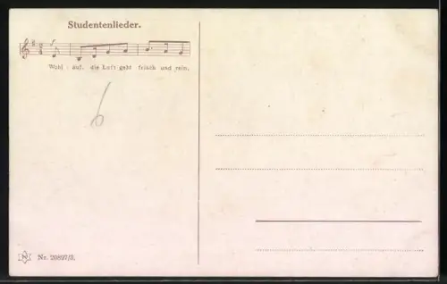 Künstler-AK Wohlauf, die Luft geht frisch und rein..., reitende Burschenschaft