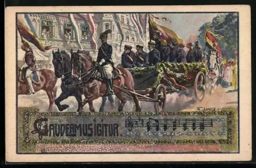 Künstler-AK Franz Jung-Ilsenheim: Geschmückter Wagen auf Militärparade