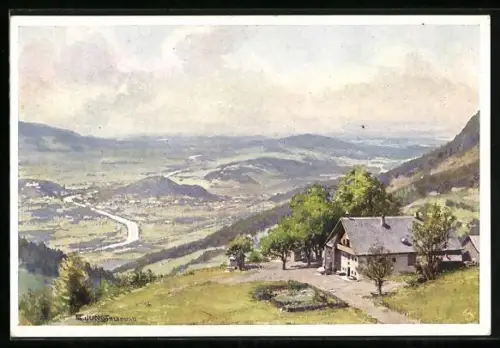 Künstler-AK Franz Jung-Ilsenheim: Erentrudisalpe mit Blick auf Salzburg