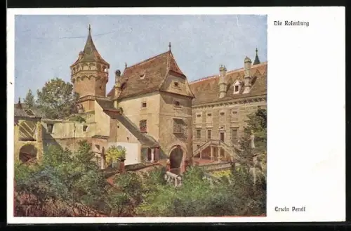 Künstler-AK Erwin Pendl: Rosenburg, Blick auf das Schloss
