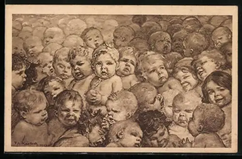 Künstler-AK Hermann Kaulbach: Deutschlands Zukunft, weinende Kinder