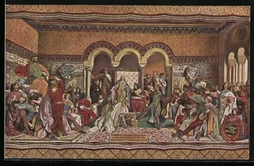 Künstler-AK Eisenach, Wartburg, Sängersaal, Der Sängerkrieg