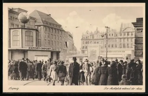 AK Leipzig, Marktplatz während der Messe