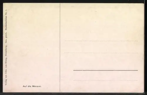 Künstler-AK Georg Mühlberg: Studentenleben, Auf die Mensur, Fechten, Burschenschaftler