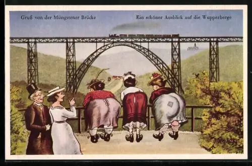 AK Müngsten, Schöner Ausblick auf Wupperberge und Riesenbrücke