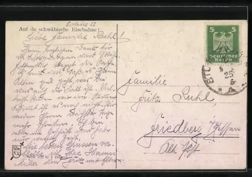 Künstler-AK Hans Boettcher: Stuttgart, Eingefahrene schwäbische Eisenbahn