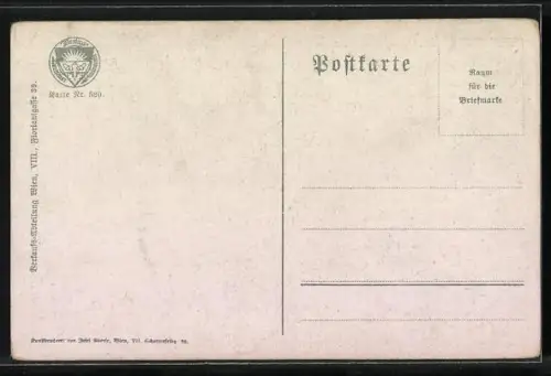 AK Deutscher Schulverein NR. 520: Gust. Jahn: Rax, Bismarcksteig, Bergwanderer am Steilhang