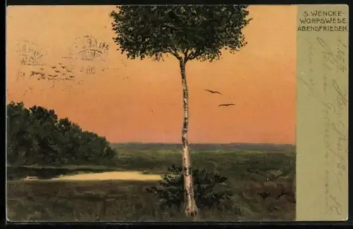 Künstler-AK Sophie Wencke: Worpswede, Abendfrieden, Landschaftsbild