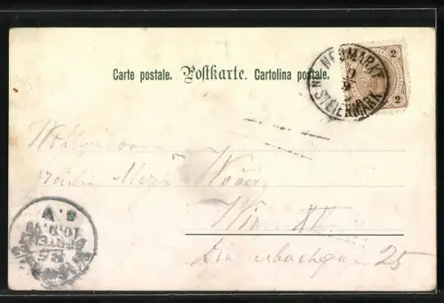 Künstler-AK E. Döcker: kleiner Schafhirte begegnet einem Wanderer im Wald