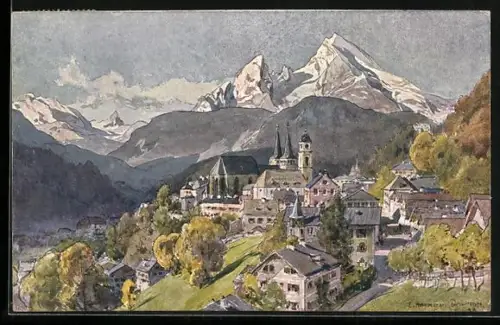 Künstler-AK Edward Harrison Compton: Berchtesgaden, Teilansicht