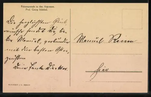 Künstler-AK Fahnenparade in den Argonnen, Kronprinz Wilhelm von Preussen