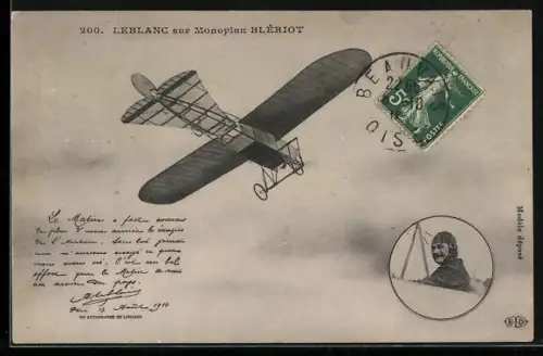 AK Leblanc sur Flugzeug Monoplan Blériot