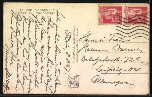 AK Paris, Exposition internationale 1937, Vue D` Ensemble-prise du Trocadèro