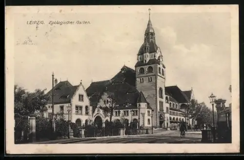 AK Leipzig, Zoologischer Garten mit Hauptgebäude und Korngresshalle