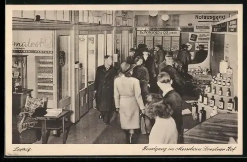 AK Leipzig, Ausstellung, Rundgang im Messehaus Dresdner Hof