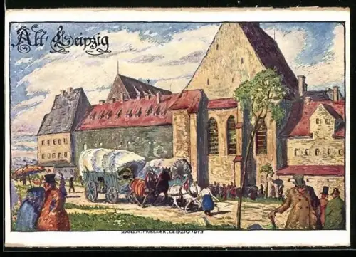 Künstler-AK Leipzig, Intern. Baufachausstellung 1913, Paulinum und Grimmaisches Tor