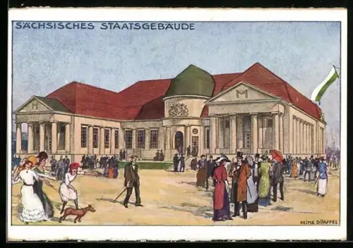 Künstler-AK Leipzig, Intern. Baufachausstellung mit Sonderausstellungen 1913, Sächsische Staatsverwaltungen