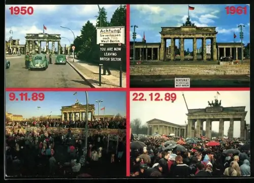 AK Grenzverlauf am Brandenburger Tor im geteilten Berlin von 1950 bis 1989