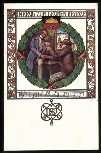 AK Deutscher Schulverein Nr. 64: Im Krug zum Grünen Kranze, Zecher