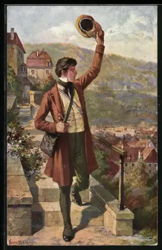 Künstler-AK Georg Mühlberg: Nun leb wohl, du kleine Gasse, Studentenleben