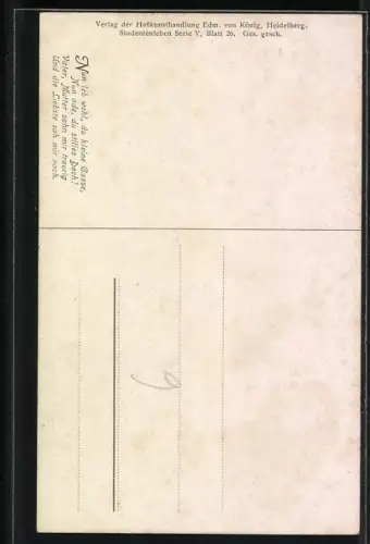 Künstler-AK Georg Mühlberg: Nun leb wohl, du kleine Gasse, Studentenleben