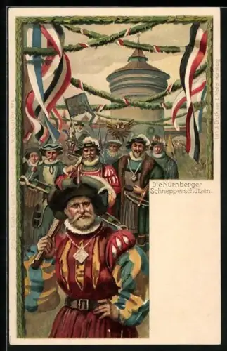 AK Nürnberg, X. Deutsches Turnfest 1903, Bild Nr. 6, Die Nürnberger Schnepperschützen