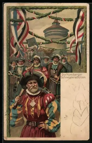 AK Nürnberg, X. Deutsches Turnfest 1903, Bild Nr. 6, Die Nürnberger Schnepperschützen
