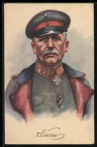 Künstler-AK Rudolf Schneider: Porträt General von Einem in Uniform mit Pour le merite