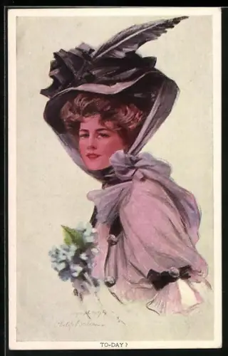 Künstler-AK Philip Boileau: To-Day?, Schöne junge Dame mit Hut